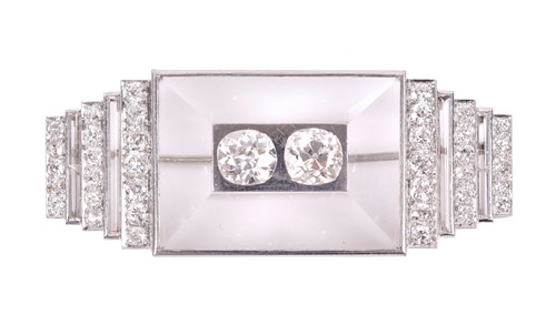 Lot 22 - An Art Deco diamond plaque brooch by...
