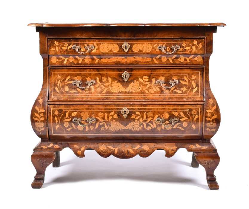 Lot 11 - A 19th century Dutch marquetry and walnut...