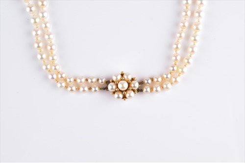 Lot 530 - A double strand cultured pearl necklace with...