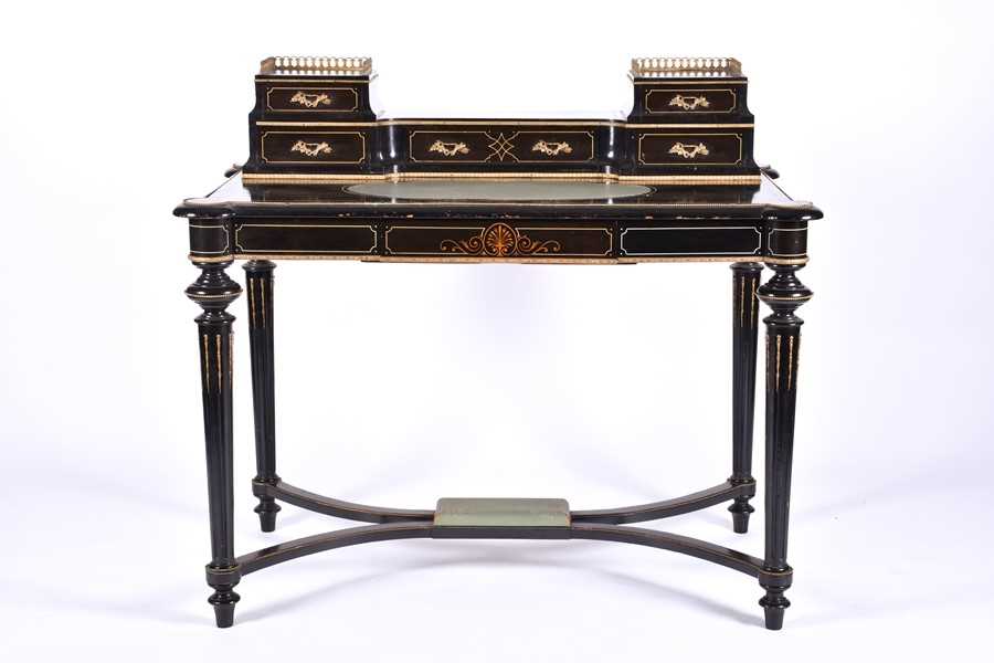 Lot 167 - An Aesthetic Movement ebonised desk with...