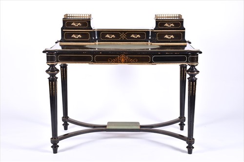 Lot 167 - An Aesthetic Movement ebonised desk with...