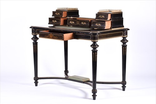 Lot 167 - An Aesthetic Movement ebonised desk with...