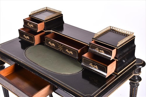 Lot 167 - An Aesthetic Movement ebonised desk with...