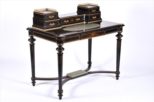 Lot 167 - An Aesthetic Movement ebonised desk with...