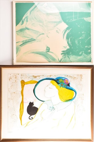 Lot 56 - Two framed and numbered screen prints with a...