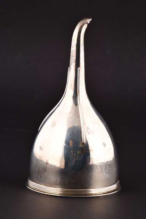 Lot 474 - A George III silver wine funnel London 1800,...