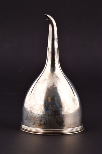 Lot 474 - A George III silver wine funnel London 1800,...