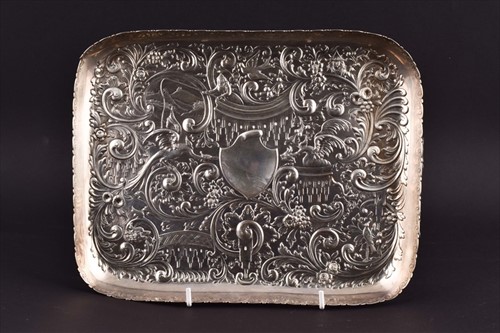 Lot 478 - A Victorian silver tray of rectangular form...