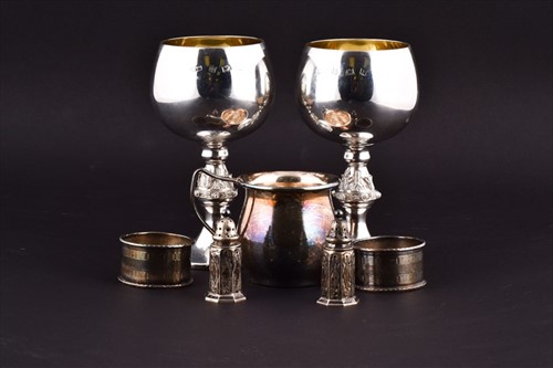 Lot 472 - A pair of Elizabeth II silver goblets...