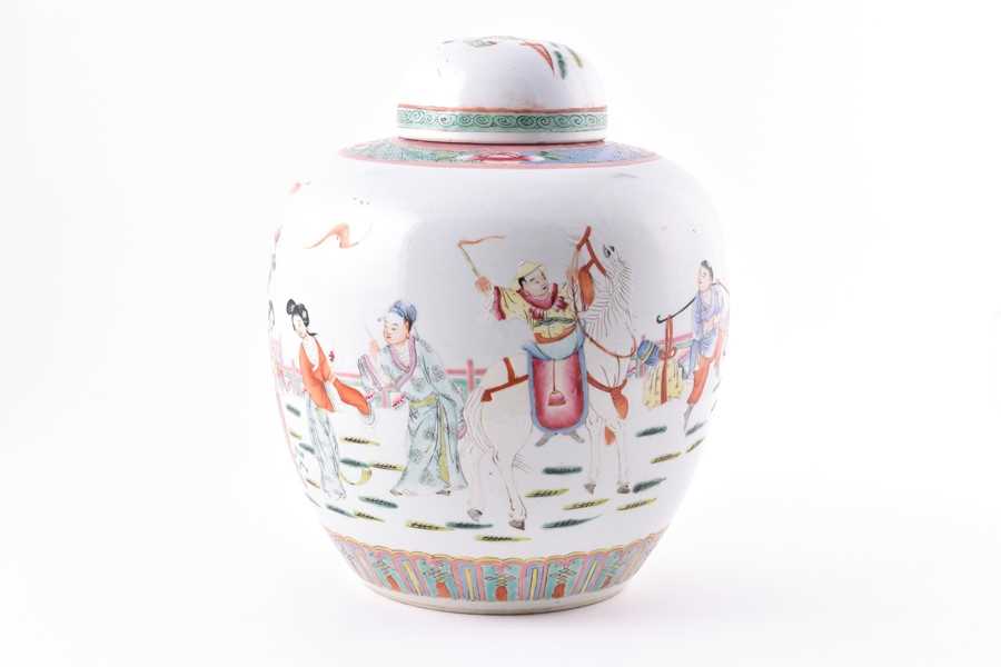 Lot 145 - A large Chinese famille rose ginger jar and...