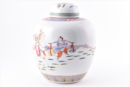 Lot 145 - A large Chinese famille rose ginger jar and...
