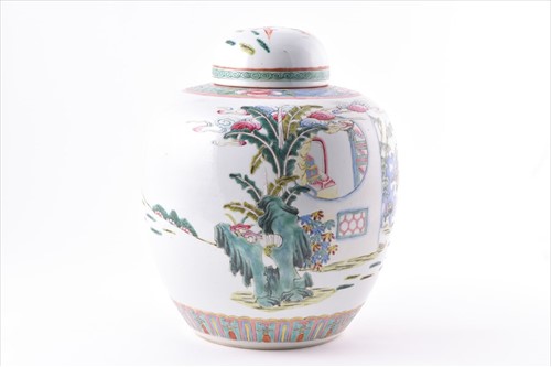 Lot 145 - A large Chinese famille rose ginger jar and...