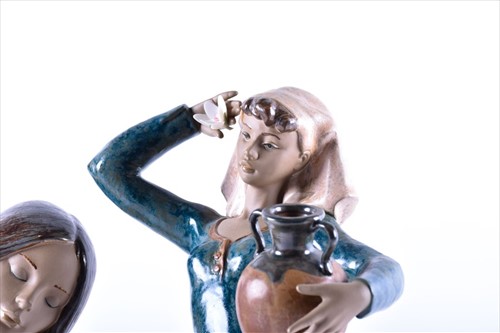 Lot 249 - Two large gres Lladro porcelain figures to...