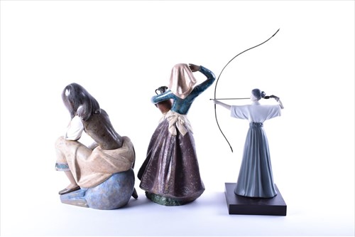 Lot 249 - Two large gres Lladro porcelain figures to...