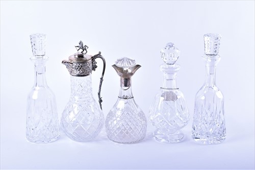 Lot 259 - A collection of crystal decanters to include a...