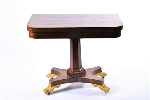 Lot 171 - A Georgian rosewood fold-over card table with...
