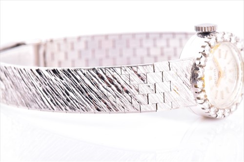 Lot 570 - An 18 carat white gold ladies Adar wristwatch...