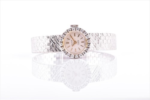 Lot 570 - An 18 carat white gold ladies Adar wristwatch...