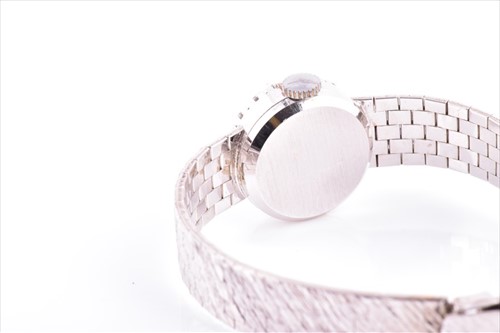 Lot 570 - An 18 carat white gold ladies Adar wristwatch...