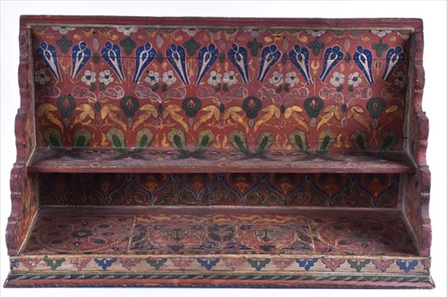 Lot 276 - A painted wooden two-tier shelfÂ  with Iznik...