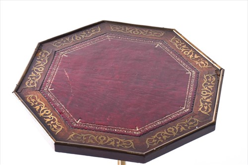 Lot 47 - A Victorian octagonal brass inlaid occasional...