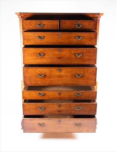 Lot 121 - A fine George III oak chest on chest with...