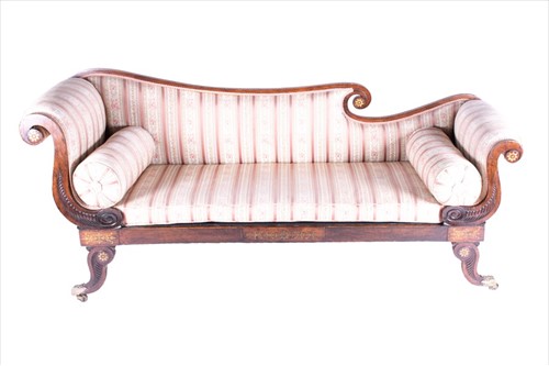 Lot 83 - A 19th century rosewood and brass inlaid sofa...