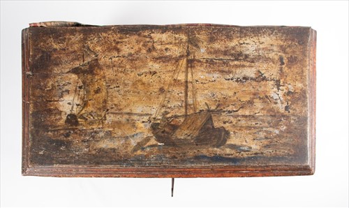 Lot 214 - An early 18th century painted trunk with cast...
