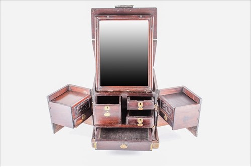 Lot 134 - A 19th century Chinese hardwood and brass...