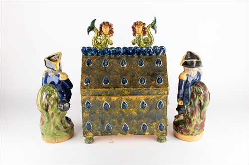 Lot 190 - An unusual folk art earthenware covered box...