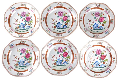 Lot 97 - A set of six Chinese Qianlong period famille...