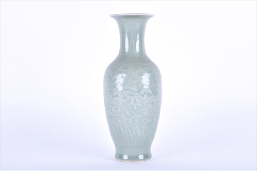 Lot 158 - A late Qing dynasty celadon porcelain vase of...
