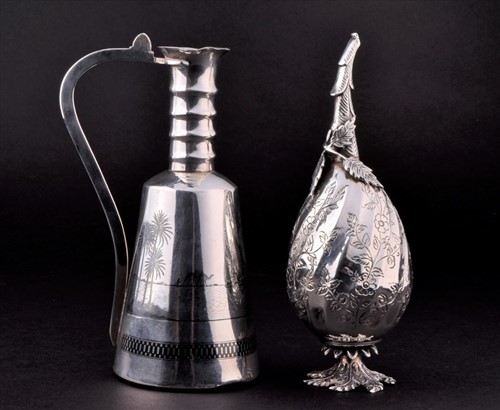 Lot 388 - A Niello white metal jug with Nile decoration...