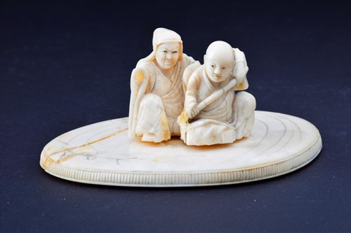Lot 162 - Two Japanese carved ivory netsukes Meiji...