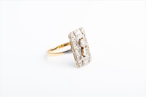 Lot 592 - A diamond plaque ring in the Art Deco taste,...