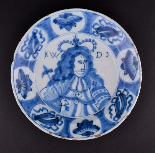 Lot 181 - A 17th century Delft royal portrait dish...