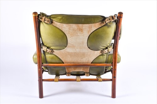 Lot 96 - A green leather upholstered chair and...
