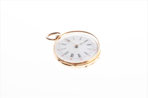 Lot 333 - A small gilt metal pocket watch with enamelled...