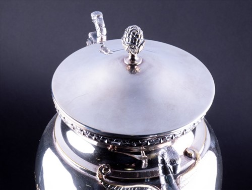 Lot 343 - A silver plated trophy cup the lid with acorn...
