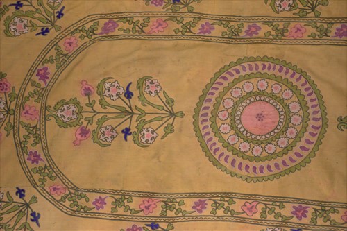 Lot 220 - A large silk embroidered wall hanging in the...