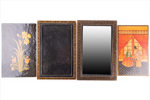 Lot 162 - Two Persian Qajar lacquer mirror cases to...