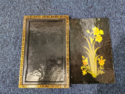 Lot 162 - Two Persian Qajar lacquer mirror cases to...