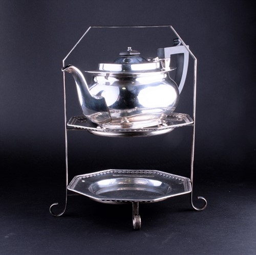 Lot 397 - A George VI silver two tier cake stand...