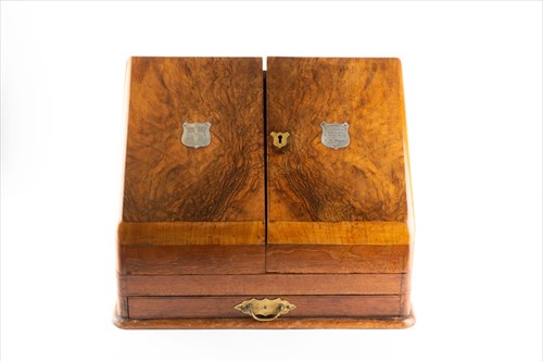 Lot 217 - An Edwardian walnut stationery box of...