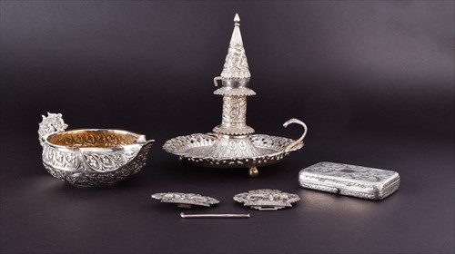 Lot 364 - A late 19th century Indian white metal...