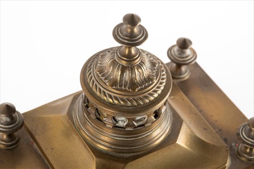 Lot 265 - A 19th century brass Gothic style mantel clock...