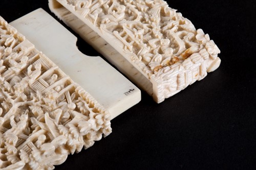 Lot 148 - A 19th century carved Cantonese ivory card...
