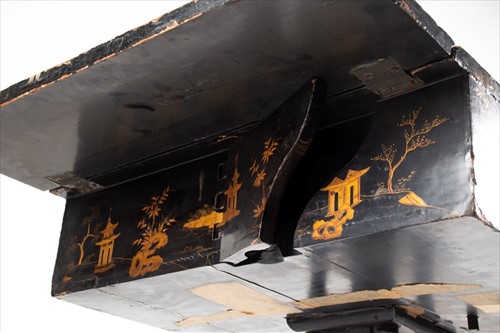 Lot 110 - A 19th century Chinese lacquered games/sofa...