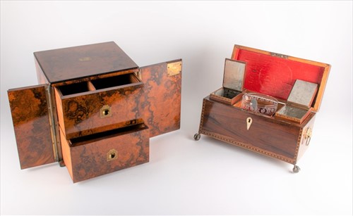 Lot 97 - A 19th century burr walnut collectors or...
