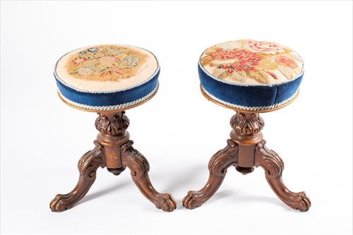 Lot 104 - A pair of Victorian upholstered and...
